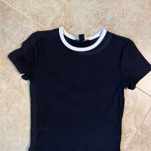 Athleta Black Tee with White Trim